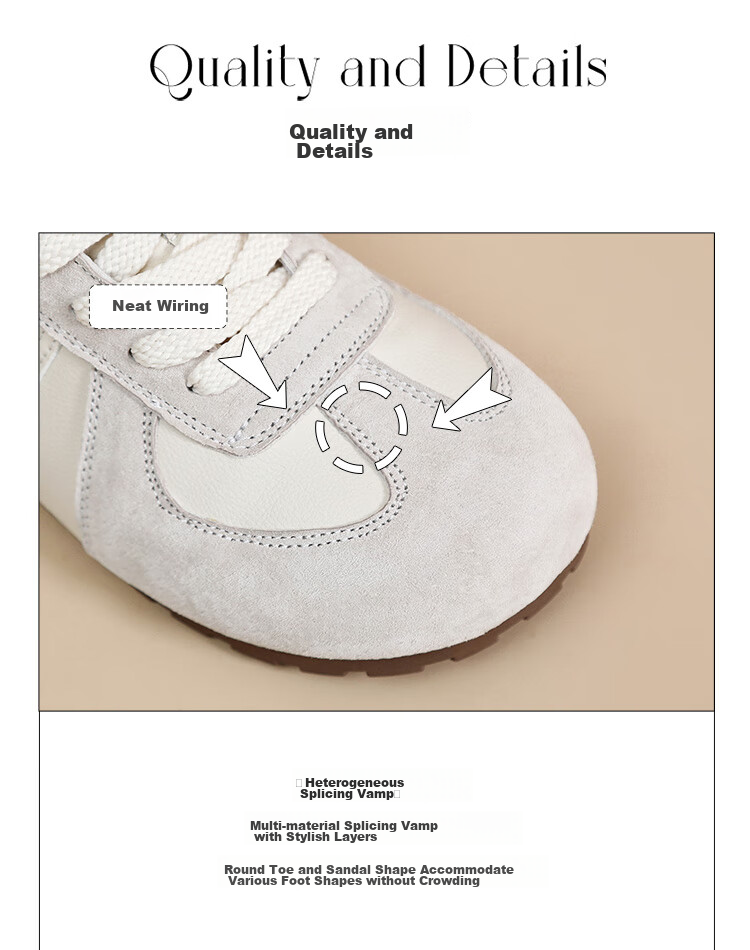 ZHR Casual Shoes for Women, Retro Patchwork Dexun Shoes, Genuine Leather Versatile Sports Shoes for Women, A120 Beige, Size 35 11