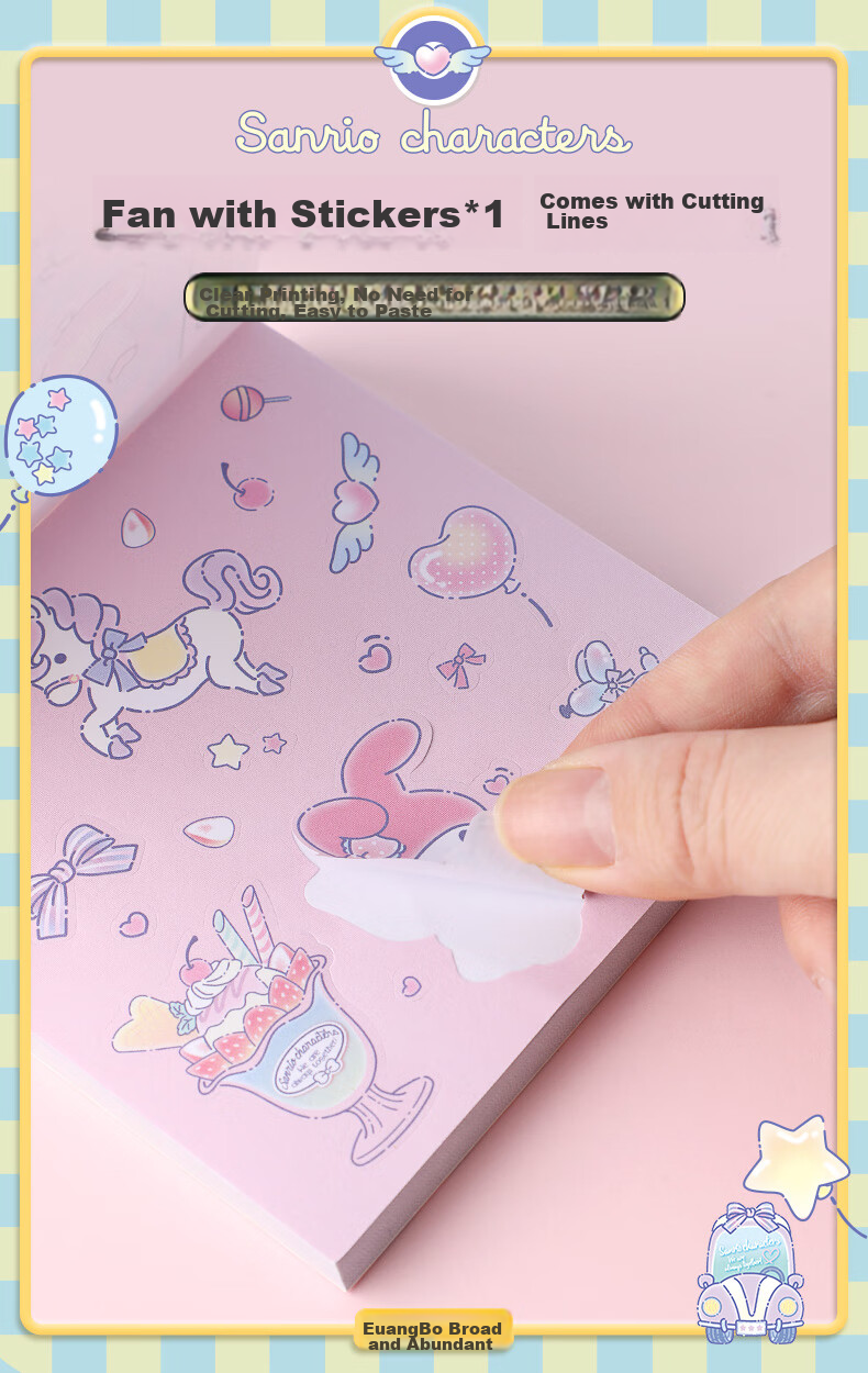 GuangBo X Sanrio Co-Branded Square Notebook, Mini Pocket Notebook, Memo Pad, Aesthetically Pleasing Journal, Notepad, 100*100mm/80 Sheets, Half-Person Fish Red, KT81387 6