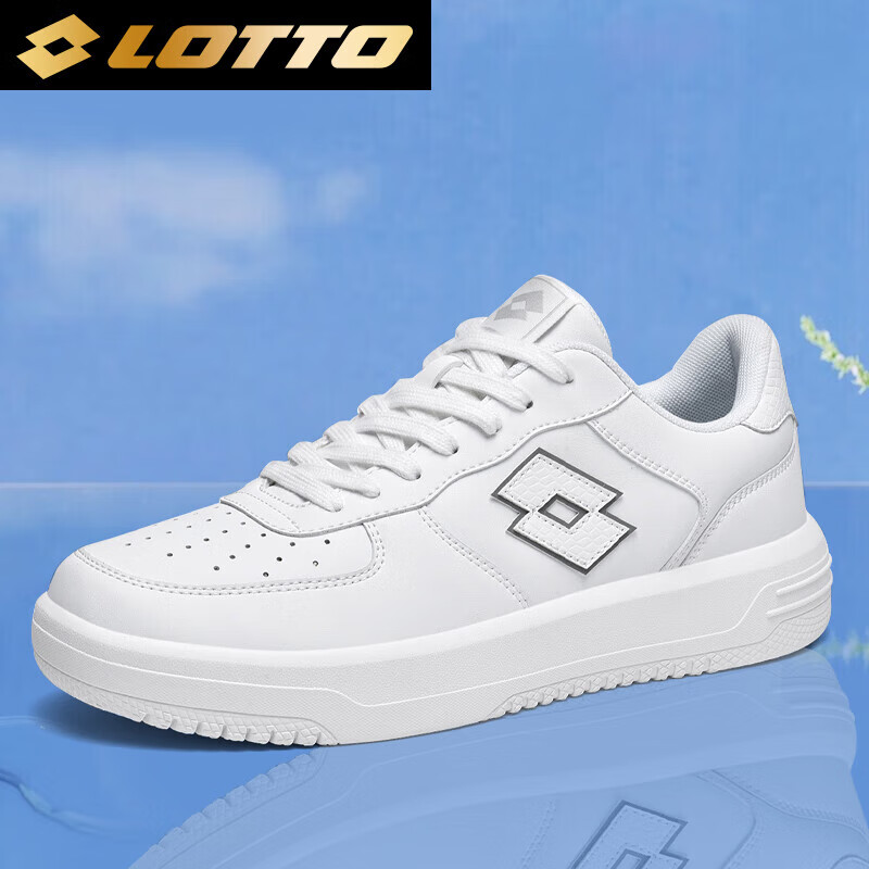 LOTTO Men's Sneakers, Breathable Sports Shoes, Fashionable Versatile Low-Top White Shoes, Casual Shoes, 8070 White, Size 39