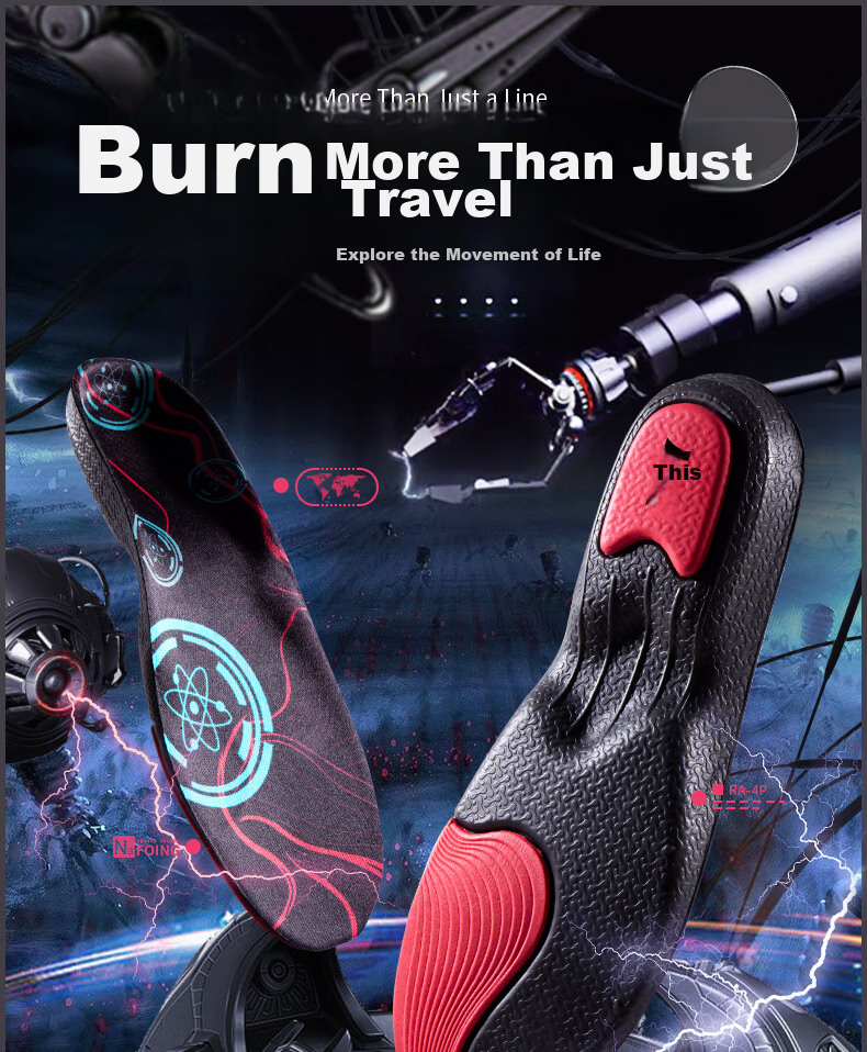 RENBEN 2 Pairs Sports Insoles for Men, Sweat-Absorbing Breathable Shock-Absorbing Arch Support Basketball Running Women's 6629 Black Blue 37-38 1