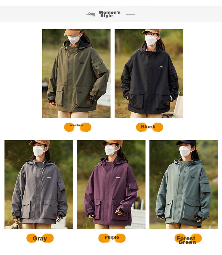 JEEP Men's Jacket, Spring And Autumn Workwear, Loose Casual Windbreaker for Couples, Black, Size M 9