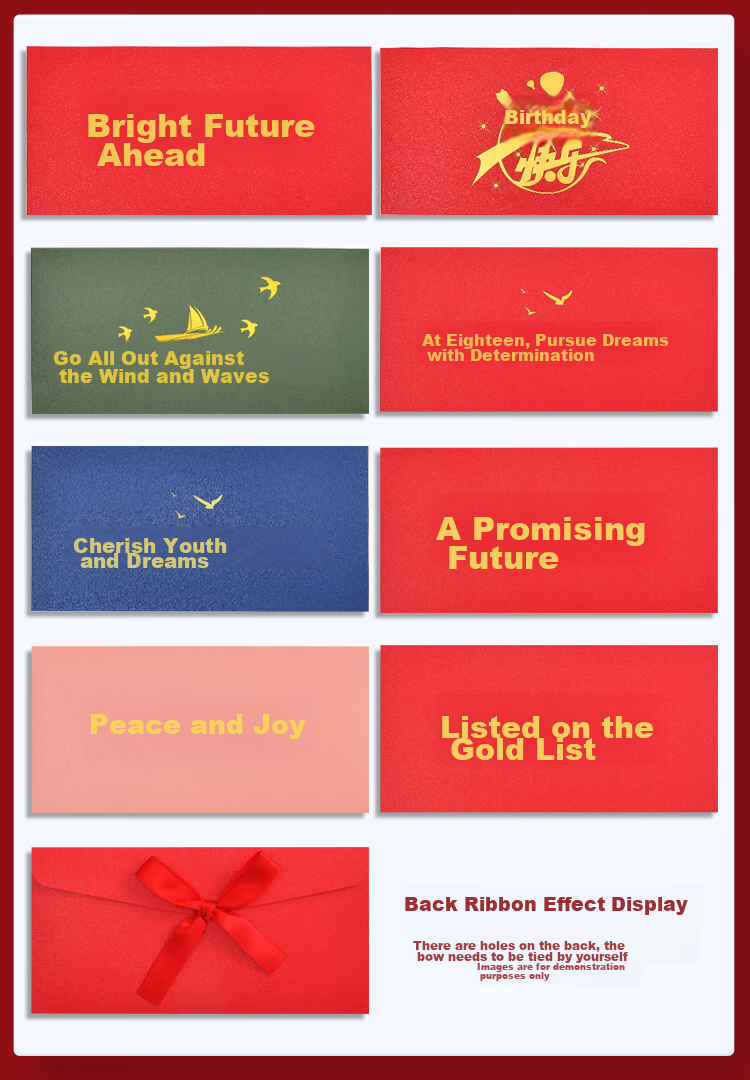 Kingdee Greeting Card with Dream-Themed Envelope And Ribbon, 18-Year Adult Graduation Envelope And Letter Set, Inspirational High School Entrance Exam And College Entrance Exam Encouragement, Golden List, Hundred-Day Oath-Taking Ceremony 3