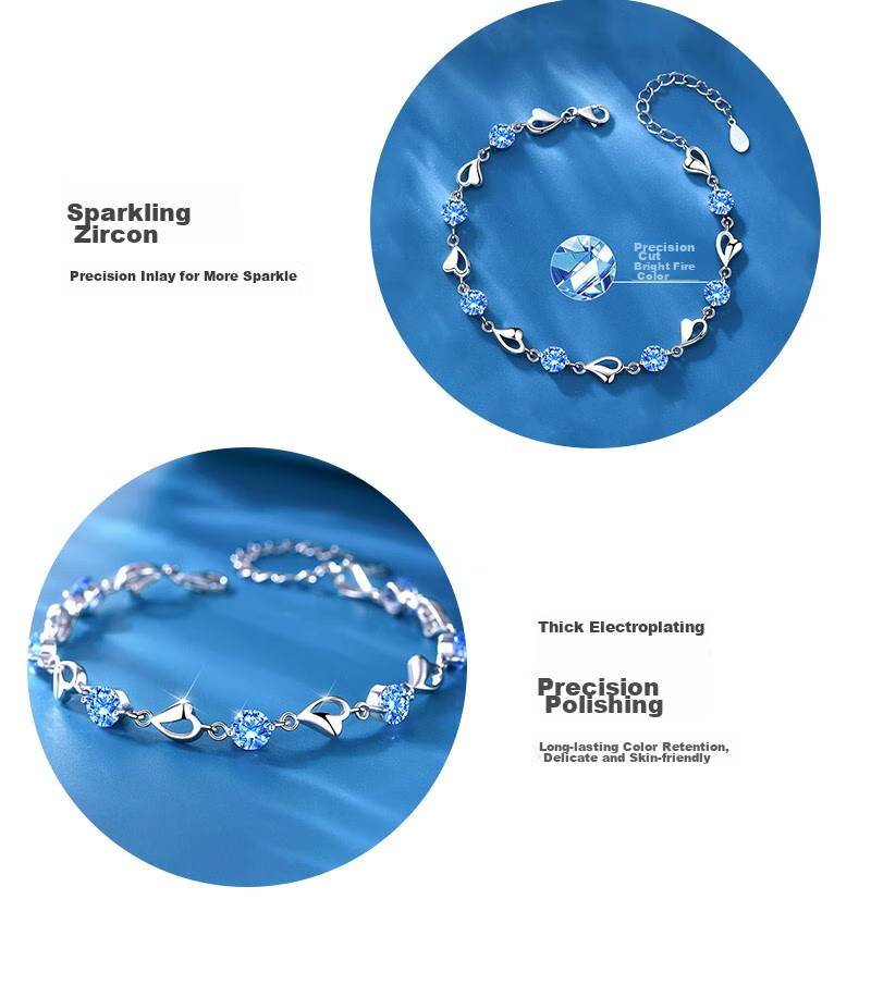ALLOVE Ocean Heart Pure Silver Bracelet for Women, 2026 New Style Birthday Gift for Women, High-End Niche Present for Girlfriend Or Wife 4
