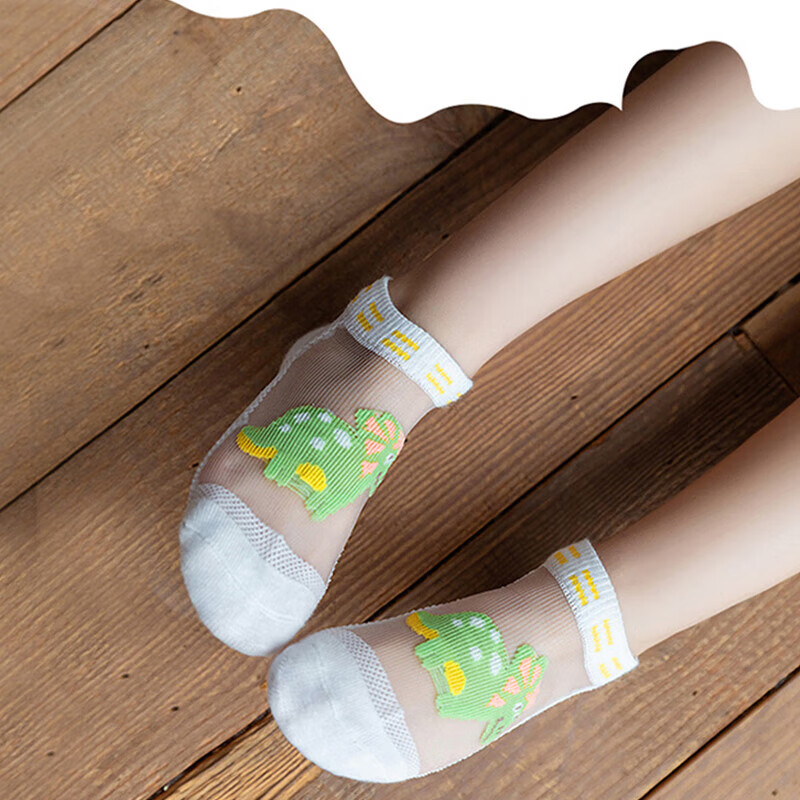 9i9 Children's Summer Thin Mesh Socks Crystal Silk Cotton Socks for Kids 5 Pairs A360