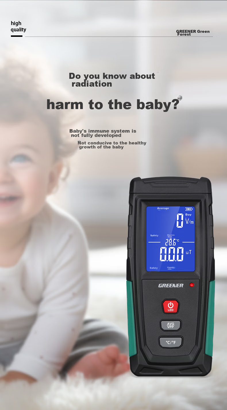 GREENER Electromagnetic Radiation Detector High-Frequency Electromagnetic Wave Radiation Meter Household Radiation Measurement Instrument Detector Magnetic Field Tester 9