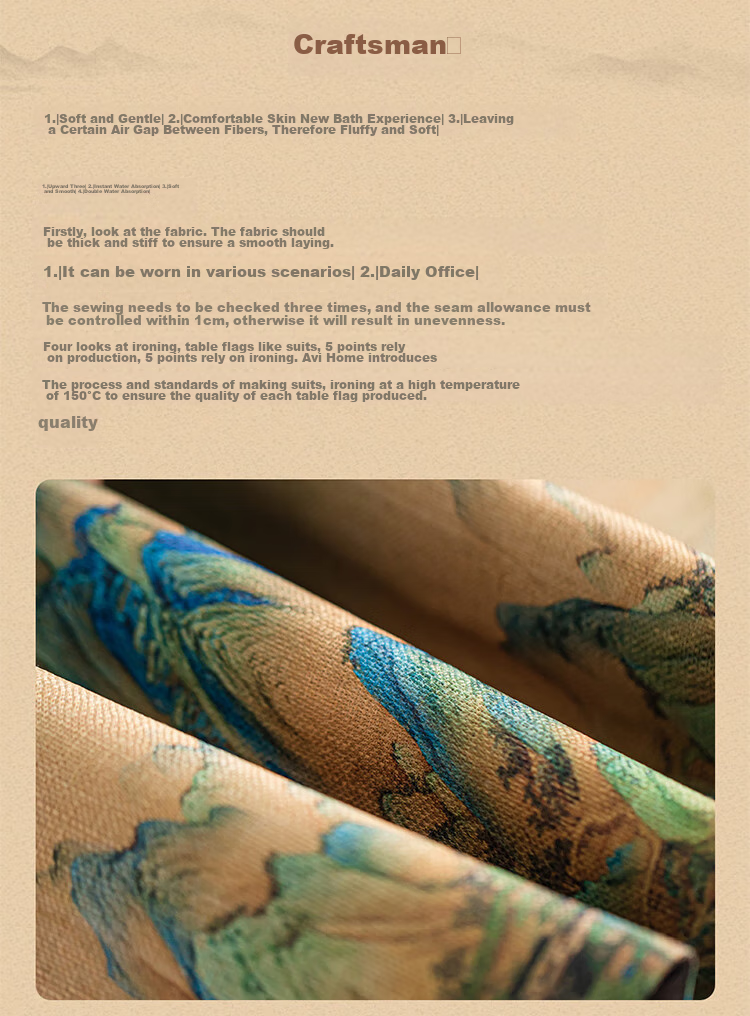 AVIVI Table Runner, Chinese Style Waterproof Tea Mat, Coffee Table Cover, Long Tablecloth, Tea Table Pad, 30*180 Qianli Jiangsha 8