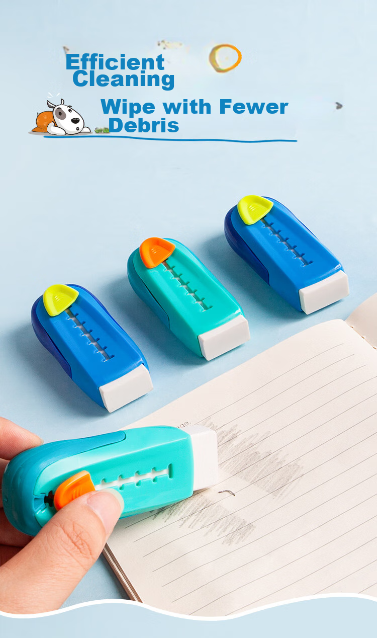 Maped Creative Eraser for Kids, Extendable Push-Pull Eraser for Students' Exams, Drawing, And Art Learning, 012000CH [Green/Block] 3