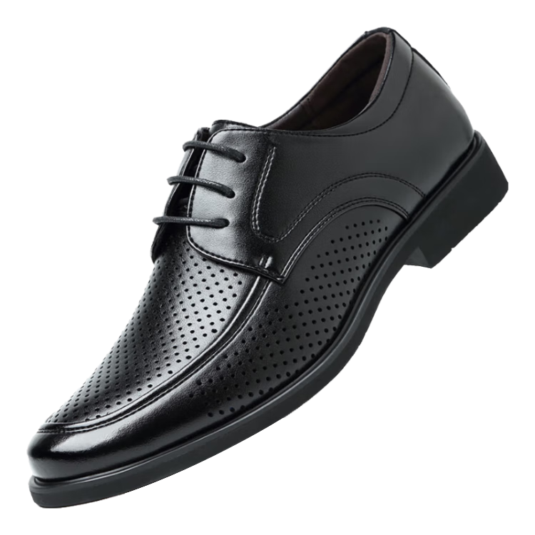Poitulas Men's Hollow Lace-Up Business Casual Leather Shoes Breathable Versatile Sandals 9839 Black (Sandals) Size 43
