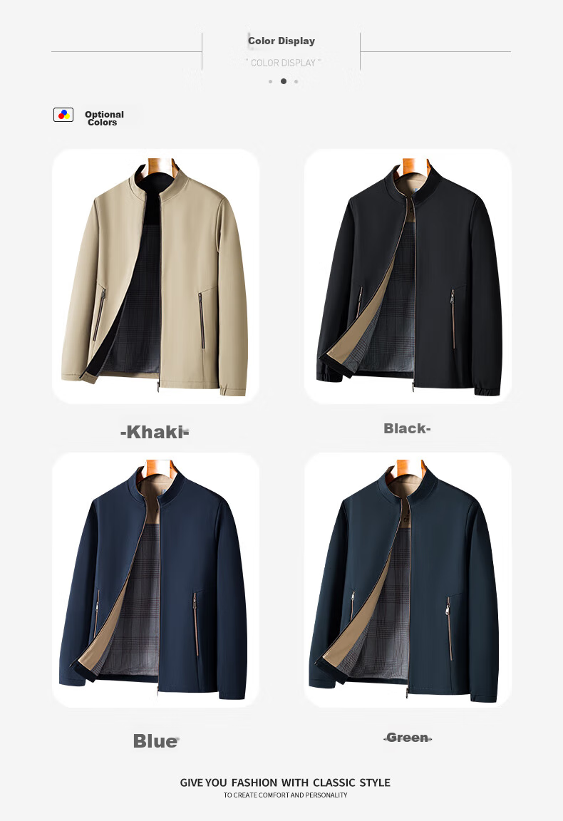 Baocaiyang Middle-Aged Dad Casual Jacket for Men, Spring And Autumn Stand-Up Collar Cadre Uniform Outerwear, Middle-Aged And Elderly Men's Clothing 10
