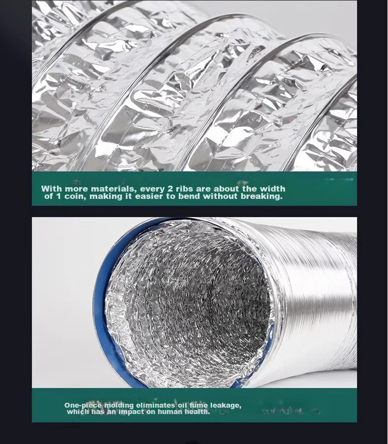 PURPAVWINNER Thickened Aluminum Foil Smoke Pipe, Range Hood Exhaust Vent Diameter 160mm, Exhaust Pipe, Chimney, Flexible Duct, Exhaust Pipe, Extendable Range Hood Pipe, 2 Meters 15