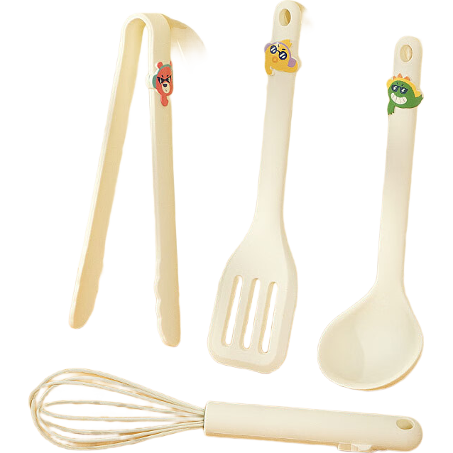COOKSS Baby Food Tools Set: Silicone Soup Ladle, Spatula, Food Tongs, Steamed Cake Mold, Egg Beater