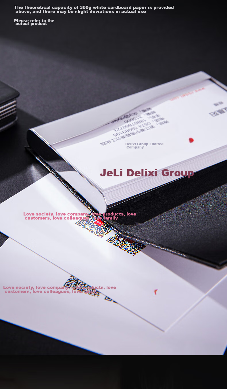 Deli Portable Business Card Holder, Leather Card Case for Men And Women, Office Supplies, Black 7628 6