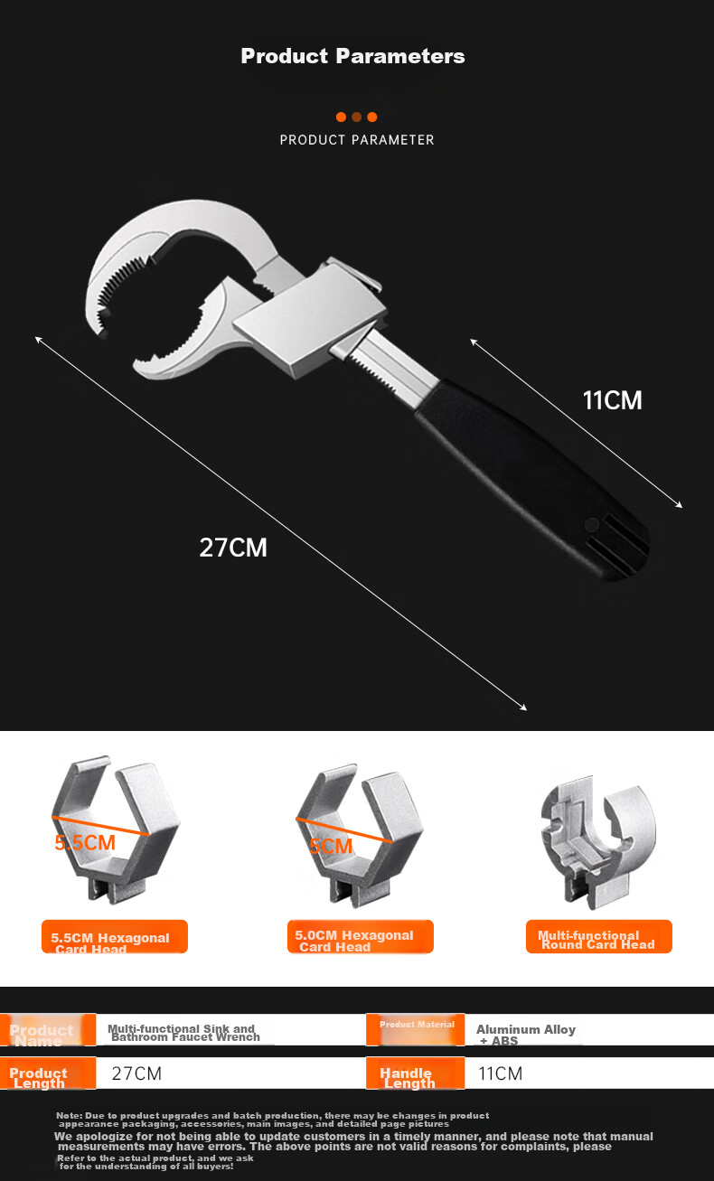 Paola Multi-Functional Sink Wrench, Toilet And Bathroom Faucet Hose Socket Plumbing Installation And Removal Tool 2468 3