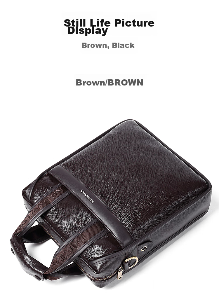 BOSTANTEN Men's Shoulder Crossbody Bag, Trendy Student Backpack, Large Capacity Multifunctional Handbag, Top-Grain Leather Briefcase 23