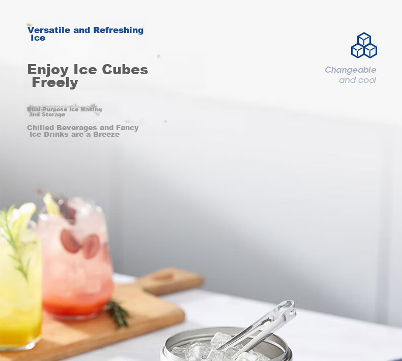 Morphyrichards Ice Cube Tray Mold, Three-Layer Ice Maker with Quick Release, Stainless Steel Ice Storage And Insulation Bucket, Home Ice Maker Mold MR1105 3