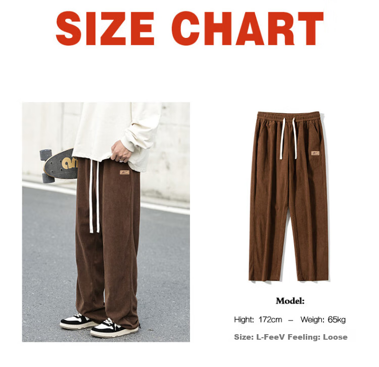 Huili Corduroy Pants for Men, Spring And Autumn New Style, Loose Straight Wide-Leg, Casual Sports Trousers, Long Pants, Black, 3XL 3
