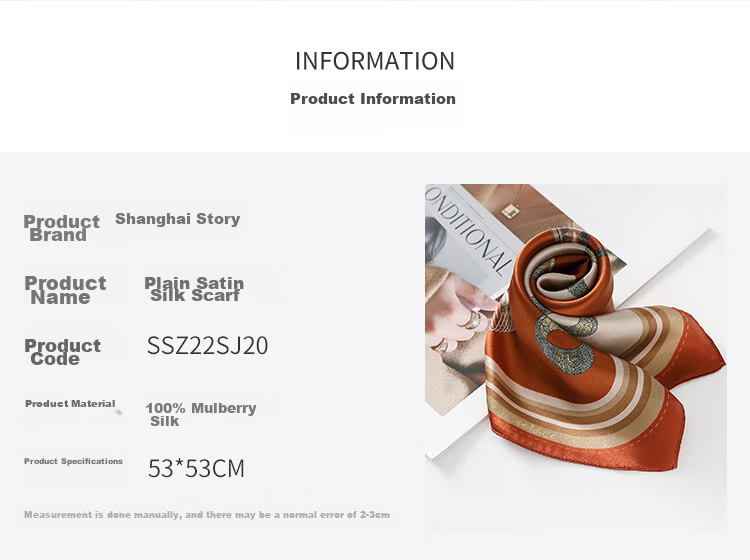 Shanghaigushi Silk Scarf for Women, 100% Mulberry Silk, Valentine's Day Gift Box, Birthday Present for Girlfriend, Painting Ring Blue Color 7
