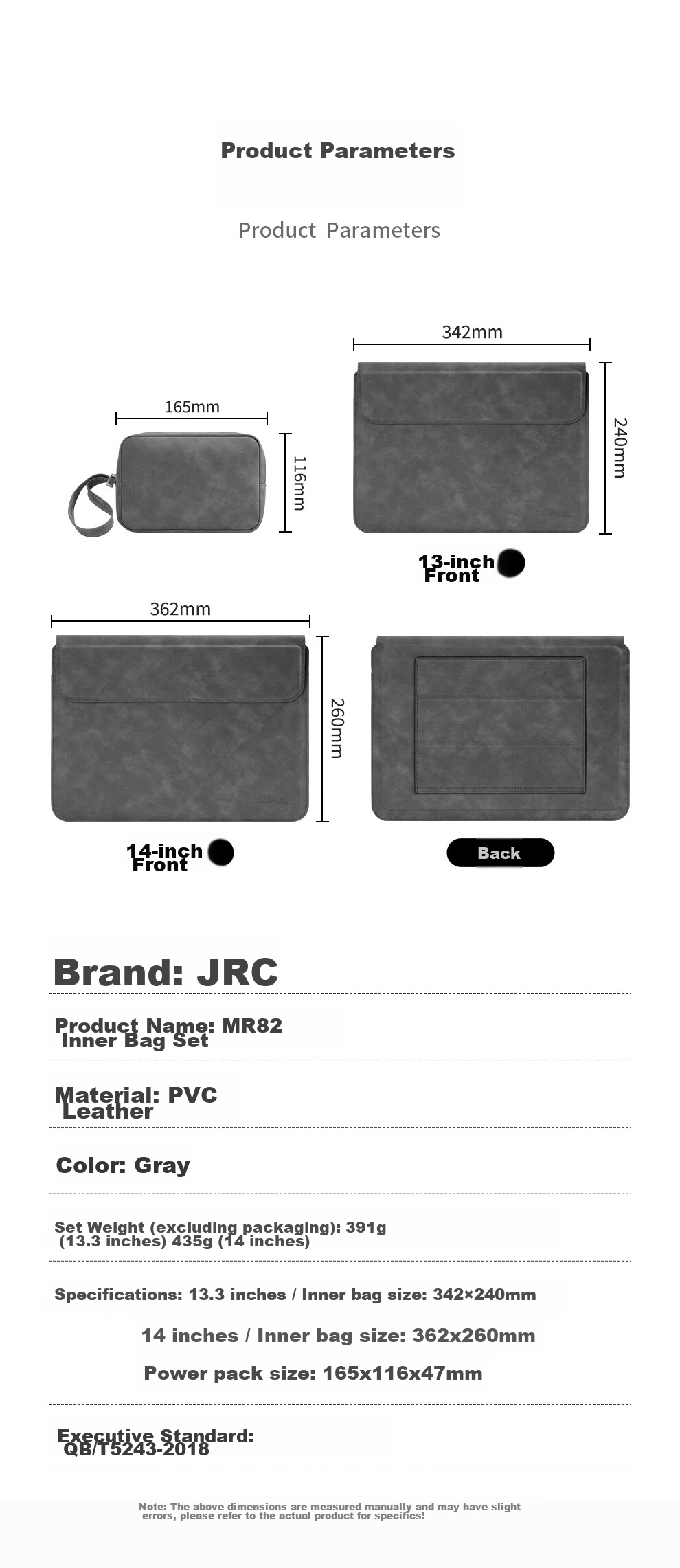 Jichuan Laptop Sleeve, Notebook Inner Case, 14-Inch Protective Cover, Storage Bag, Suitable for Apple MacBook Pro, Honor Huawei MateBook, Lenovo ThinkPad Xiaoxin, HP 10