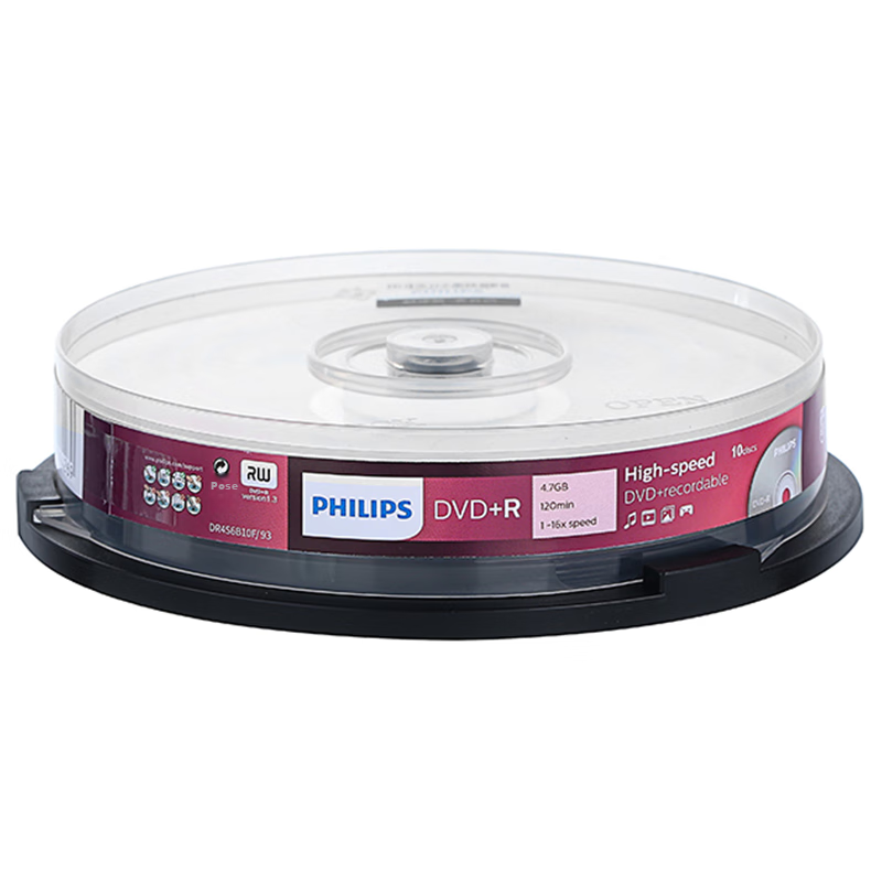 PHILIPS DVD+R Discs/recordable Discs Blank Discs Recordable Discs Optical Discs 16x Speed 4.7GB 10 Pieces in A Barrel 2