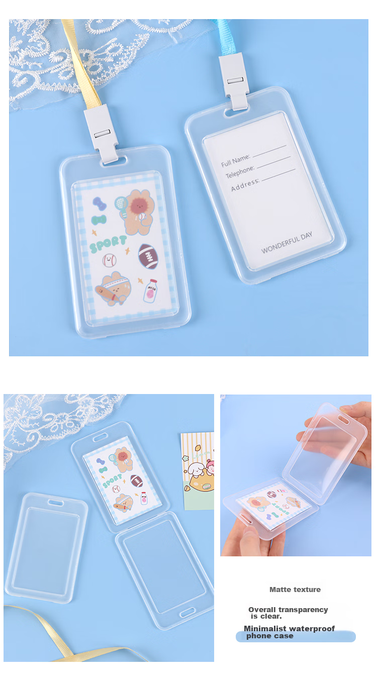 TaTanice ID Holder Card Sleeve, Creative Work Badge Push-Pull Card Sleeve for Students' Meal Cards And IDs, Bank Cards, Work Permits, Door Plates, Protective Card Sleeves, Transparent Deep Black Crocodile Patter 4
