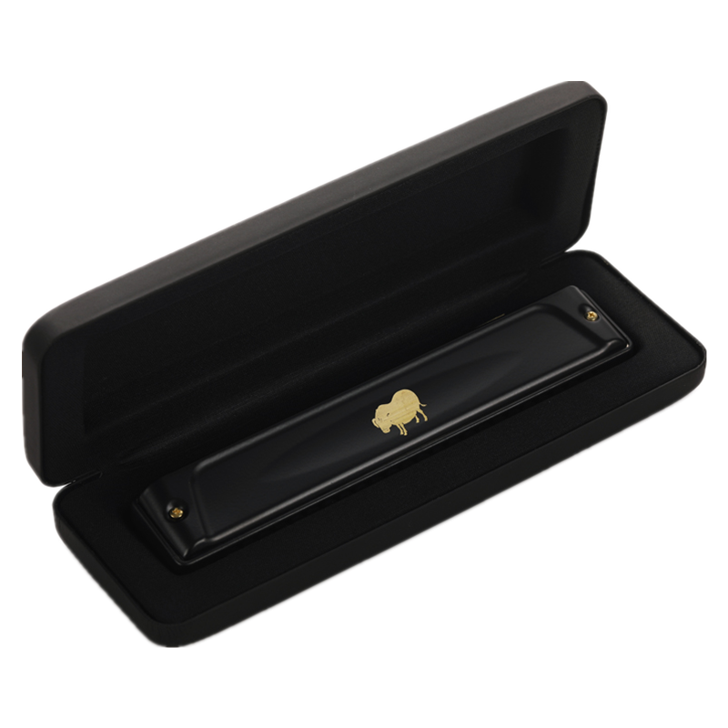 Guoguang 24-Hole Polyphonic C Key Professional Zodiac Harmonica - Pig (Imported Reeds, Includes Playing Instructions) Athens Black