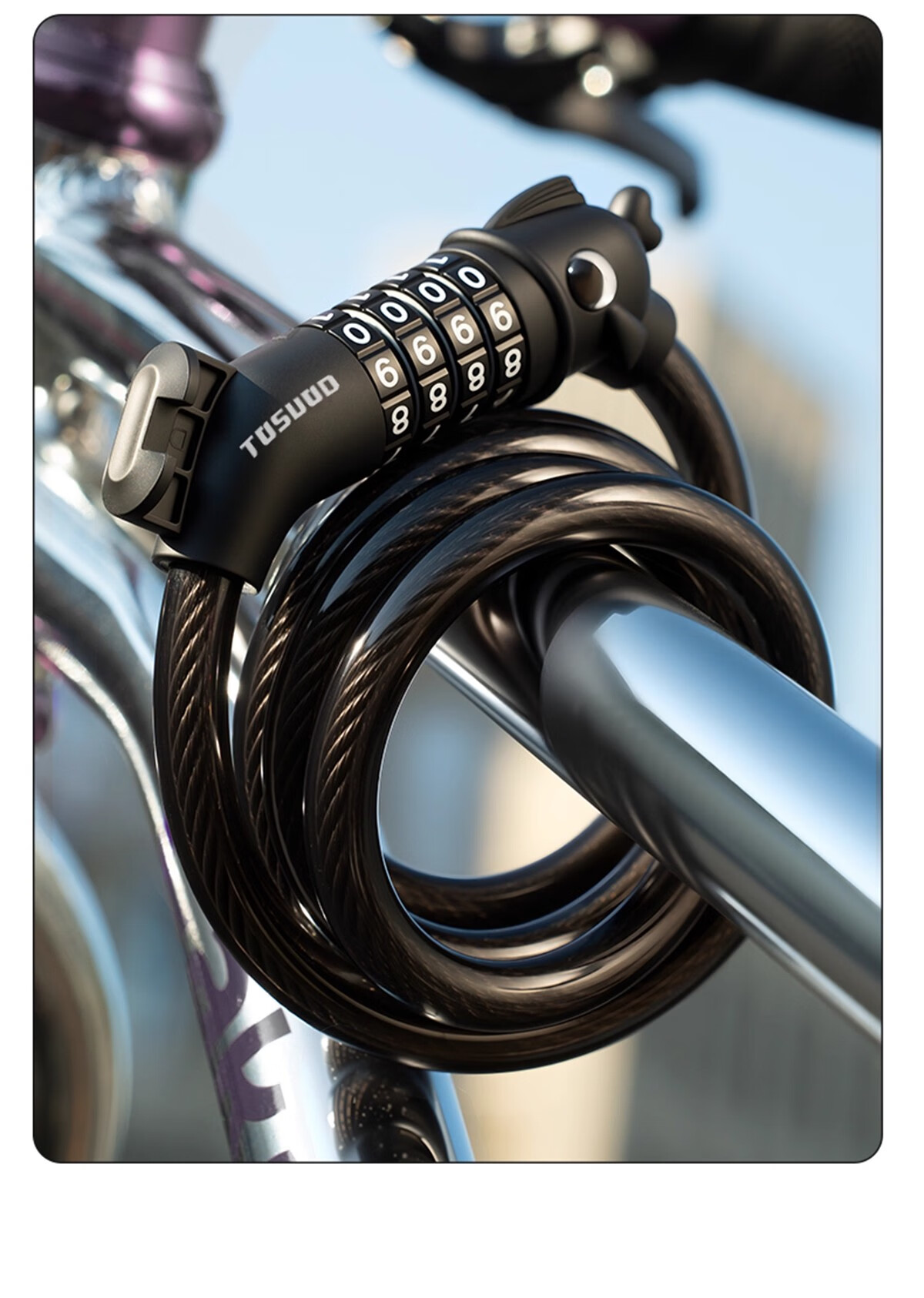 Tas Captain Waterproof Rustproof Anti-theft Bicycle Combination Lock for Mountain and Road Bikes Black 8