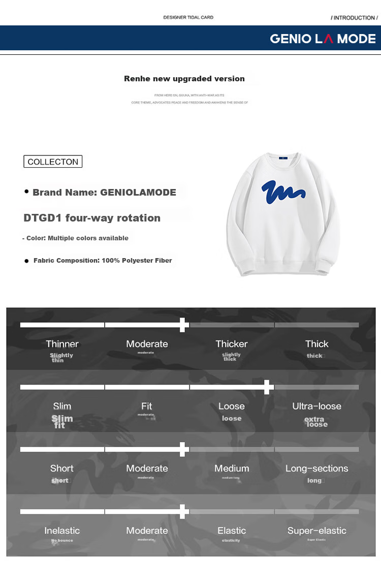 GENIOLAMODE Brand American-Style Sweatshirt for Men, 2025 Spring And Autumn Thin Trendy Men's Top with Large Print Round Neck Jacket 6