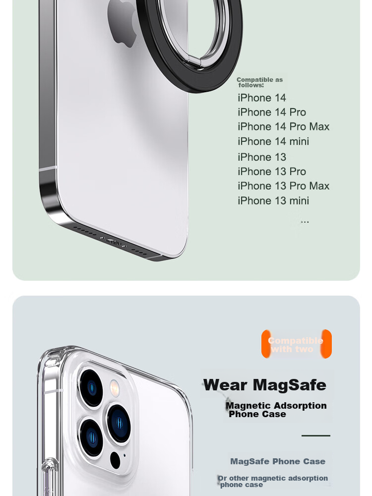 ESCASE Magnetic Phone Ring Holder for Apple IPhone 14 Pro And Huawei Mate 50, IPad Desktop Stand, MagSafe Compatible, Metal Alloy, Rotatable And Detachable, White DMF-02 Upgraded Versio 11