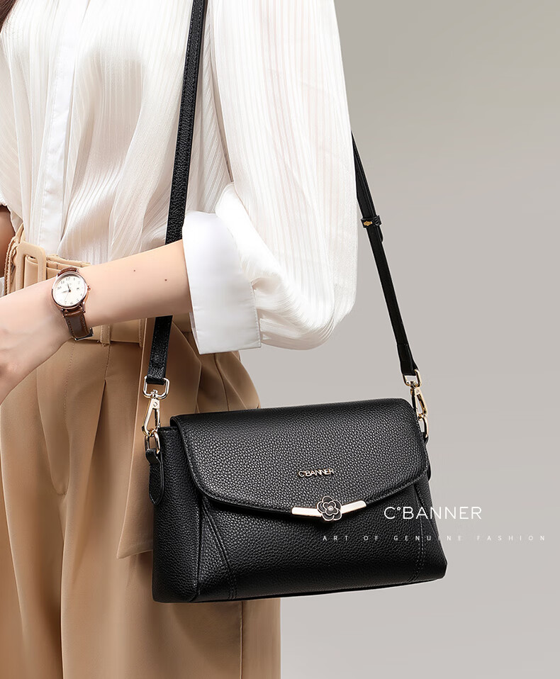 C.BANNER Top-Grain Leather Handbag, Women's Crossbody Bag, Shoulder Bag, Underarm Bag, Light Luxury Birthday Mother's Day Gift, Practical Present for Mom 1