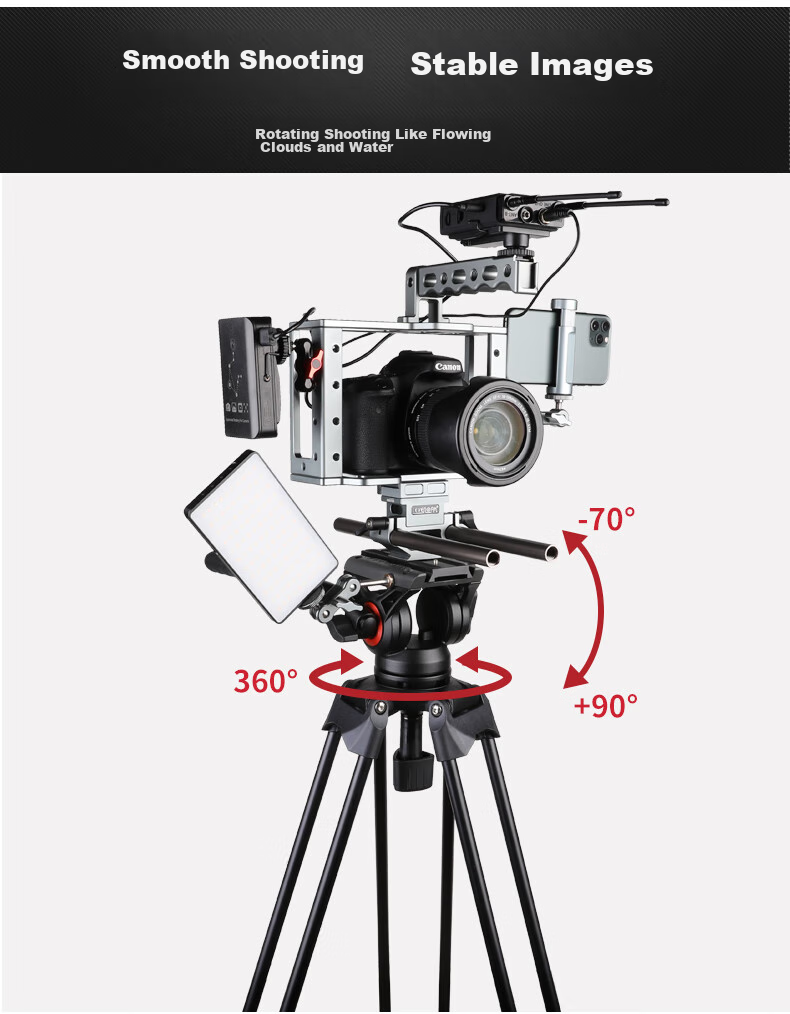 COMAN Professional Tripod, Camera Tripod, DSLR Hydraulic Head, Camera Stand, Live Streaming Photography, Load Capacity 10KG, Stable Universal Tripod KX3636F 15