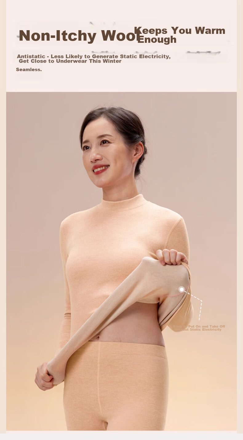 LangSha Thermal Underwear for Women [2026 Autumn And Winter New Product], Middle-Aged And Elderly Fleece-Lined Thick German Wool Heat-Generating Silk Set 9