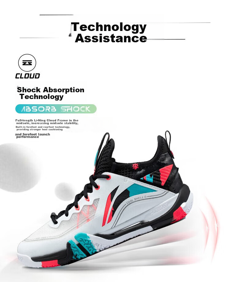 Li-Ning Badminton Shoes, Tiedi Feixing 2pro, Black/standard White, AYAT003-1, Size 37 4