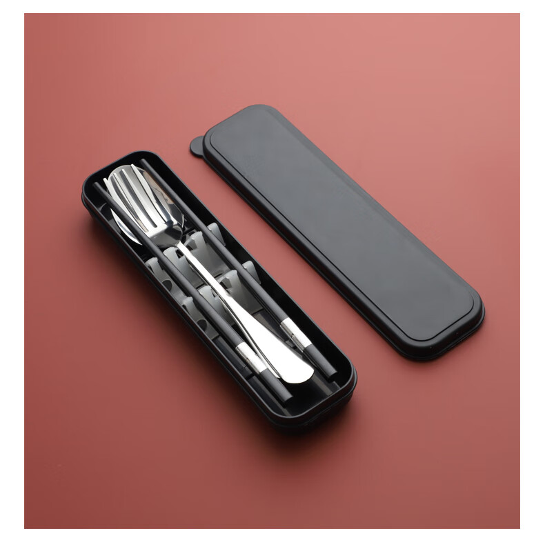 Shihua Stainless Steel Spoon Fork And Alloy Chopsticks Set, Adult Student Travel Portable Cutlery Box Four-Piece Set 12