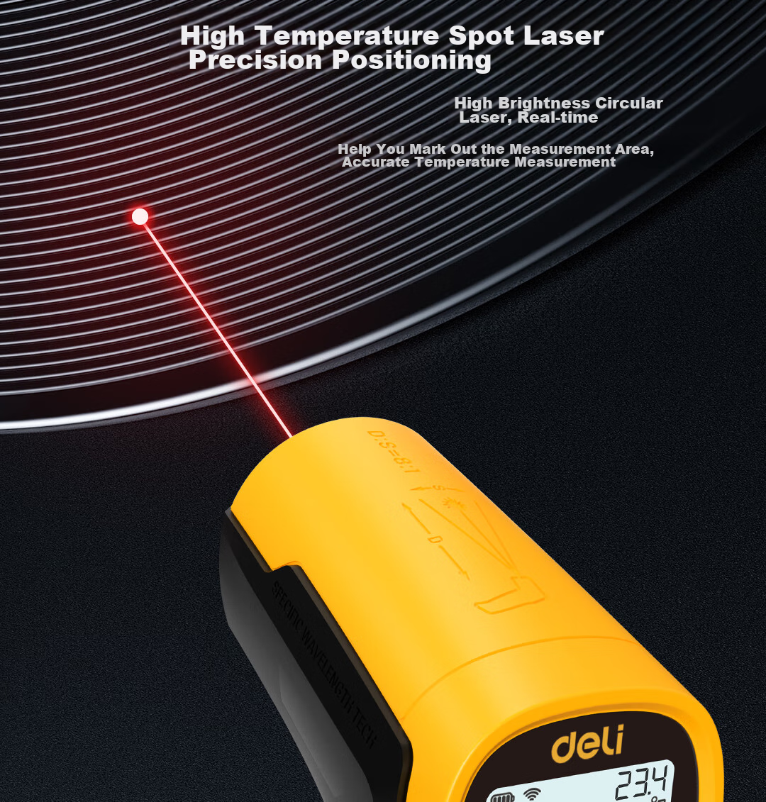 Deli Infrared Thermometer, Industrial High-Precision Temperature Gun, Kitchen Baking Water And Oil Temperature Gu 12