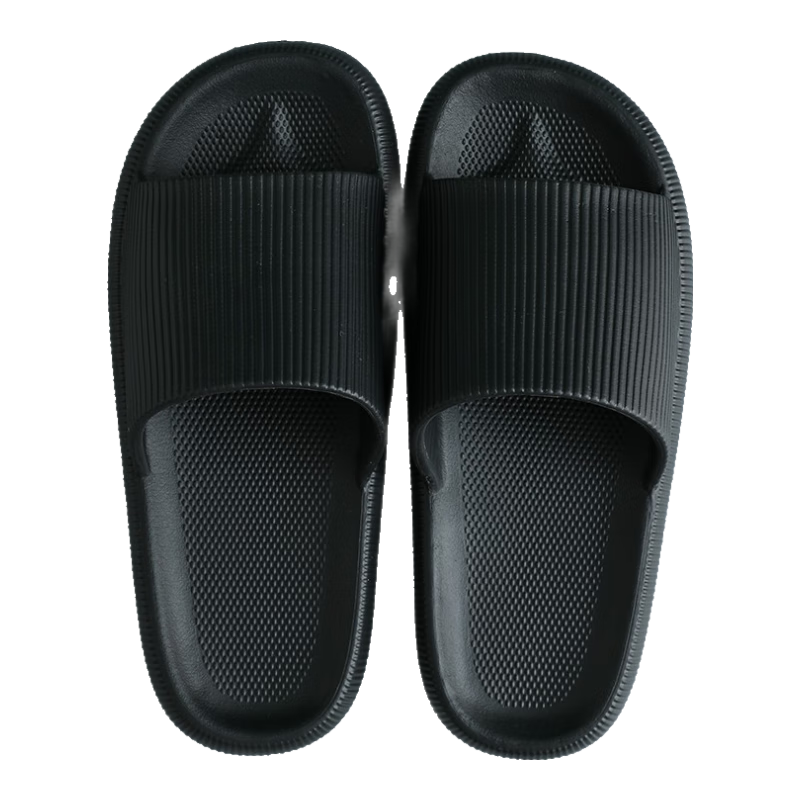 GUOLUOFEI Squishy Slippers for Men, Summer Thick-Soled Home Indoor Bathroom Shower Large Size Sandals Black 39-40