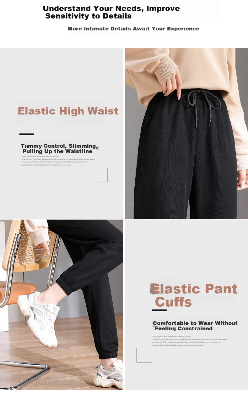 JEANSWEST Women's Casual High-Waist Slimming Draped Jogger Pants Versatile Fashion Loose Autumn Harem Pants Milk White L 13