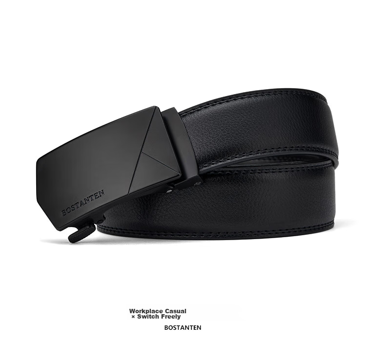 BOSTANTEN BOSTANTEN Men's Leather Belt with Automatic Buckle, Trendy Formal Waistband, Birthday Gift 12