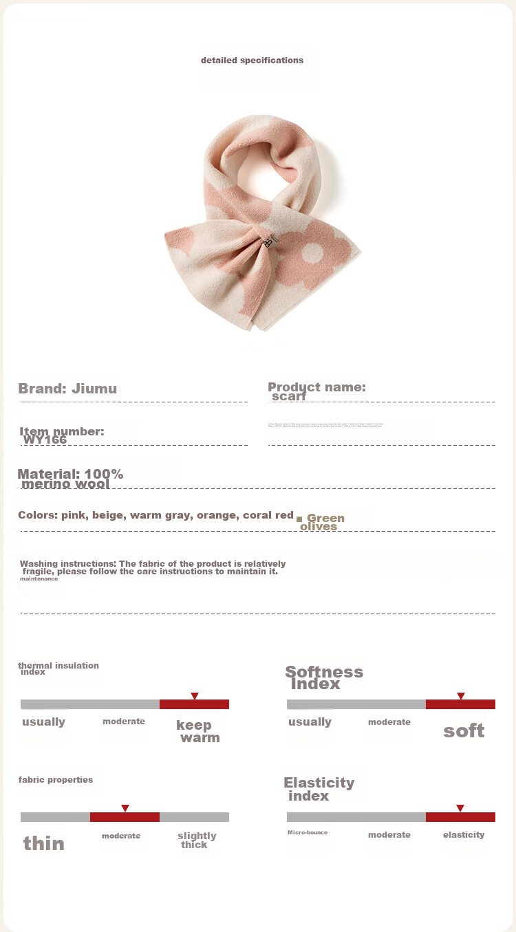 JIUMU Pure Wool Scarf for Women, Autumn And Winter Ladies' Warm Neck Warmer, Lightweight Winter Neck Protection Short Scarf for Wome 11