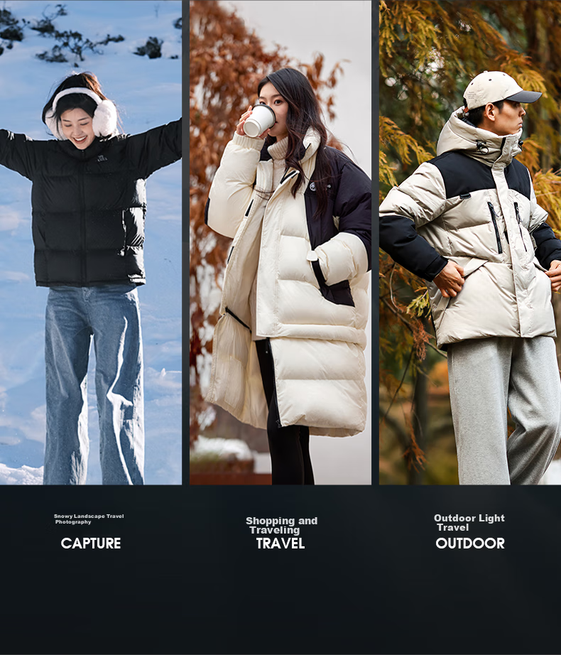 CAMEL Outdoor down Jacket, Autumn And Winter New Style for Men And Women, Windproof, Water-Repellent, Cold-Resistant, Warm, High-Fill Power Puffer Jacket, XS 13