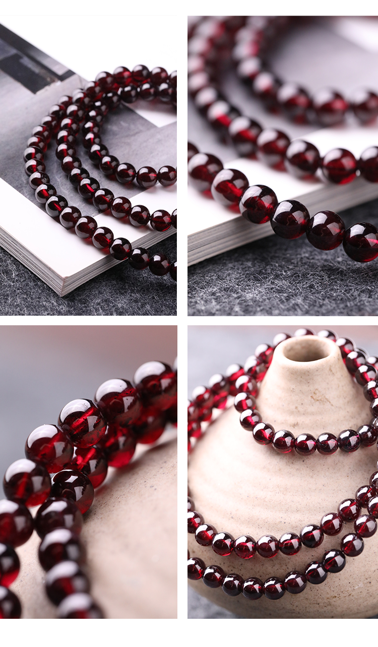 Fenghuangniepan Natural Premium 6mm Garnet Bracelet, Multi-Layer Crystal Beaded Bracelet, Practical High-End Mother's Birthday Gift for Girlfriend 7