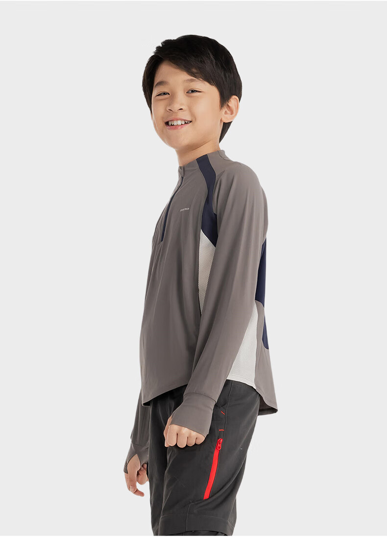 DECATHLON Youth Hiking UV Protection Long-Sleeve T-Shirt, Sun Protection, Moisture-Wicking, Quick-Drying, Anti-Chafing, 5117364 10