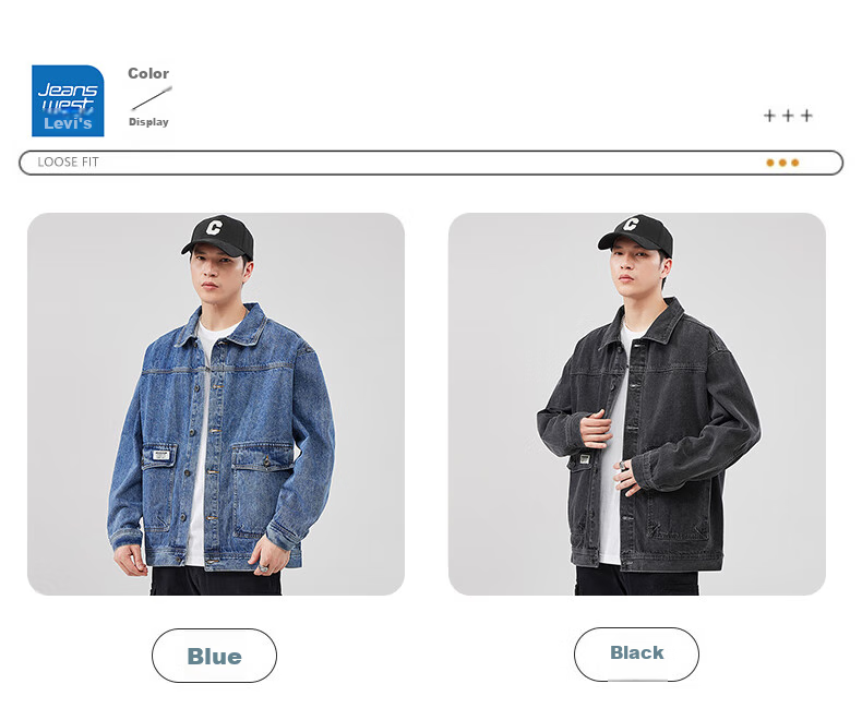 Jeanswest Men's Denim Jacket, 2026 Autumn Fashion Brand, Loose Casual Jacket, Versatile Trendy Coat, Dark Blue, 2XL 5