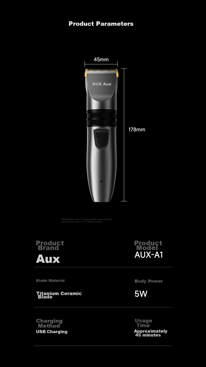 AUX Hair Clipper, Home Electric Shaver for Adults And Children, Self-Haircut Tool with Push-Head, Electric Hairdressing Set, Complete Hairdressing Kit 27
