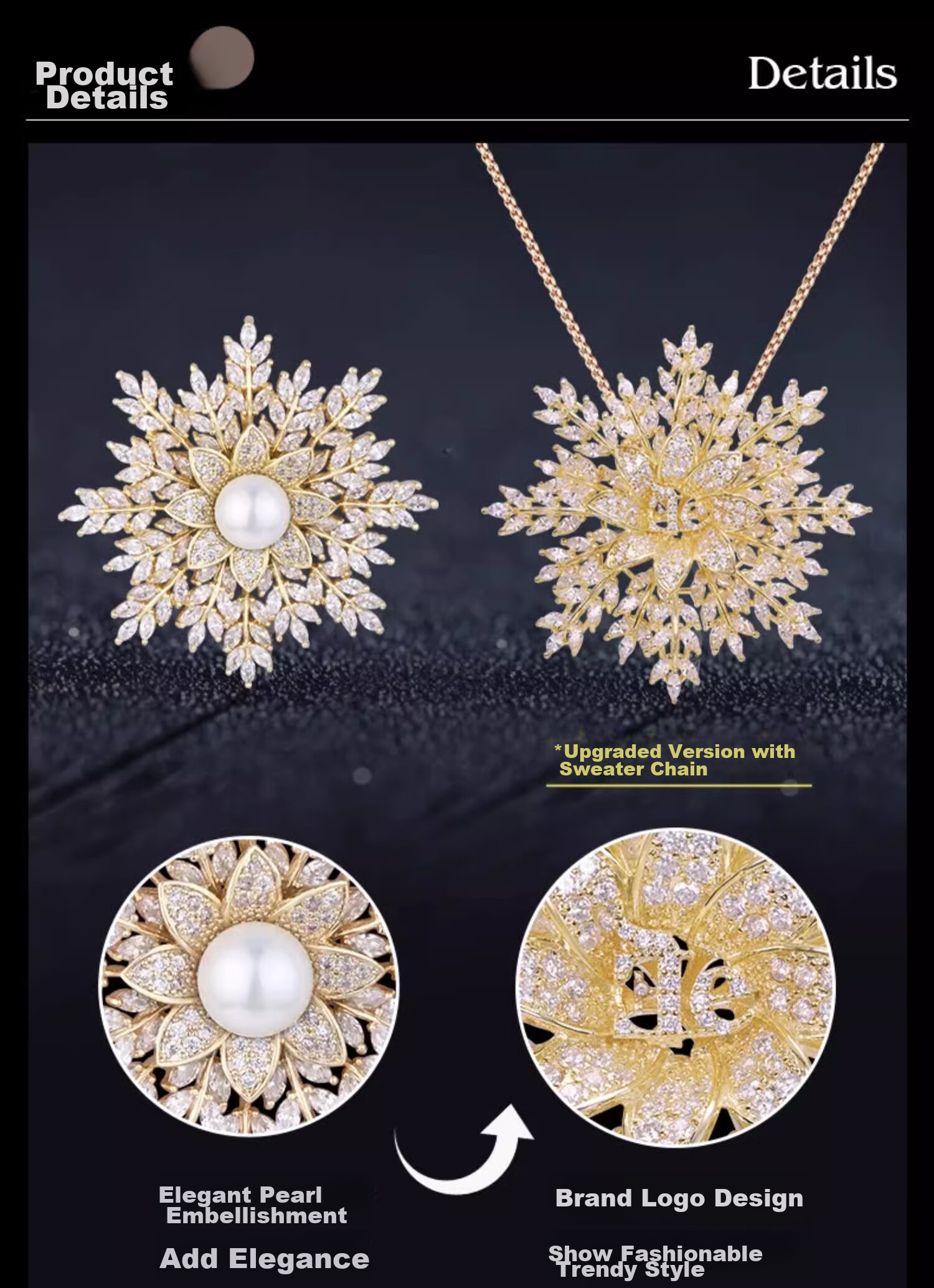 Eternelle French Eternal Design-Inspired Brooch for Women, Elegant Snowflake Pin, High-End Exquisite Silk Scarf Clasp, Birthday Gift 6