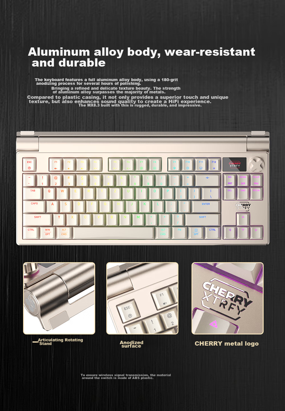 CHERRY MX8.3 Customizable Tri-Mode Mechanical Keyboard for Gaming, E-Sports, 8K Backlight, Hot-Swappable, RGB, Compatible with VALORANT, Triangle, Aluminum, And Tuhu, Compatible with Windows/Mac 3