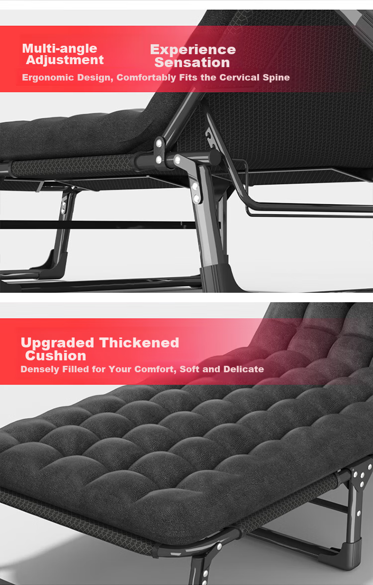 OKeefe Folding Bed Lounger Single Bed Office Simple Nap Bed Companion Care Bed Camp Bed with Thickened Cotton Pad 11