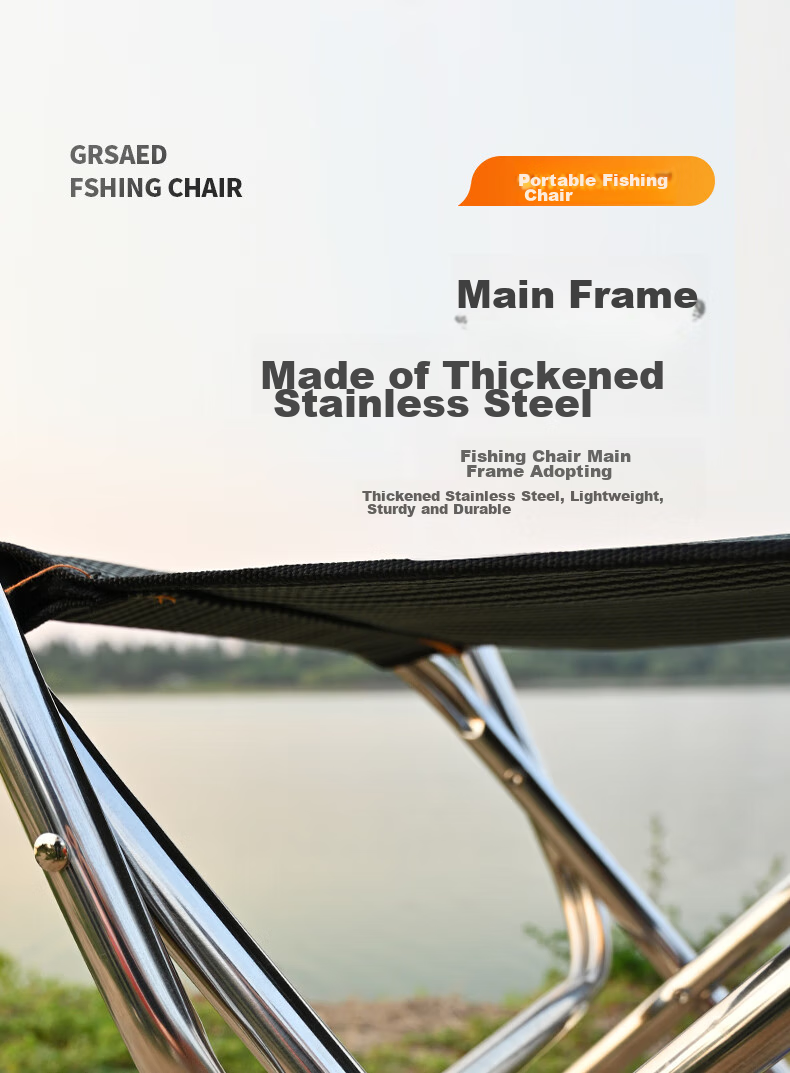 Grsaed Fishing Chair, Outdoor Portable Folding Chair, Stool, Thickened Leisure Chair, Outdoor Fishing Chair with Gun Rest Stand 5