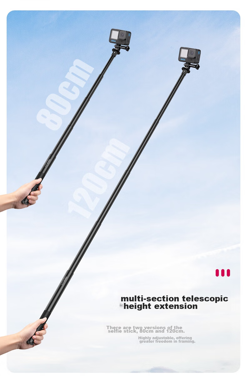 Ulanzi MT-57 Sports Camera Photography Selfie Extension Pole, Insta360 X4 X3 Panoramic Camera, GoPro 1312 DJI Action 5/4 Handheld Bracket Accessory 6