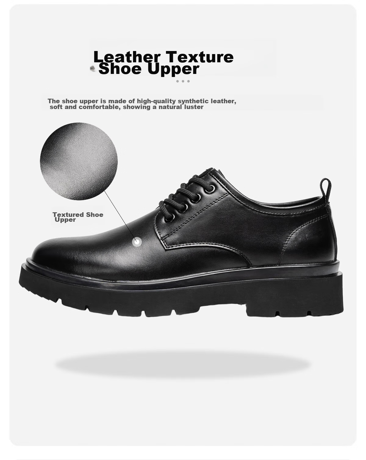 Huili Leather Shoes for Men, Business British Style Derby Shoes, Formal Black Casual Shoes, Lace-Up Soft-Soled Groom Versatile Men's Shoes 7