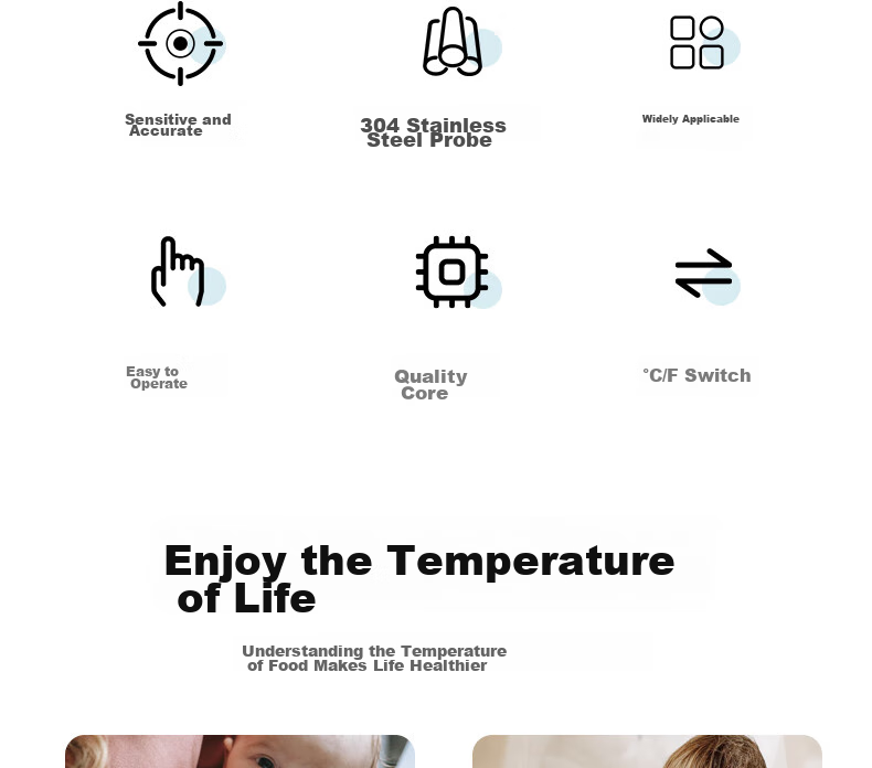 Dienmern Probe Food Thermometer, Kitchen Indoor Oil Temperature Meter, Baby Milk Thermometer, Water Thermometer, Electronic Thermometer 3